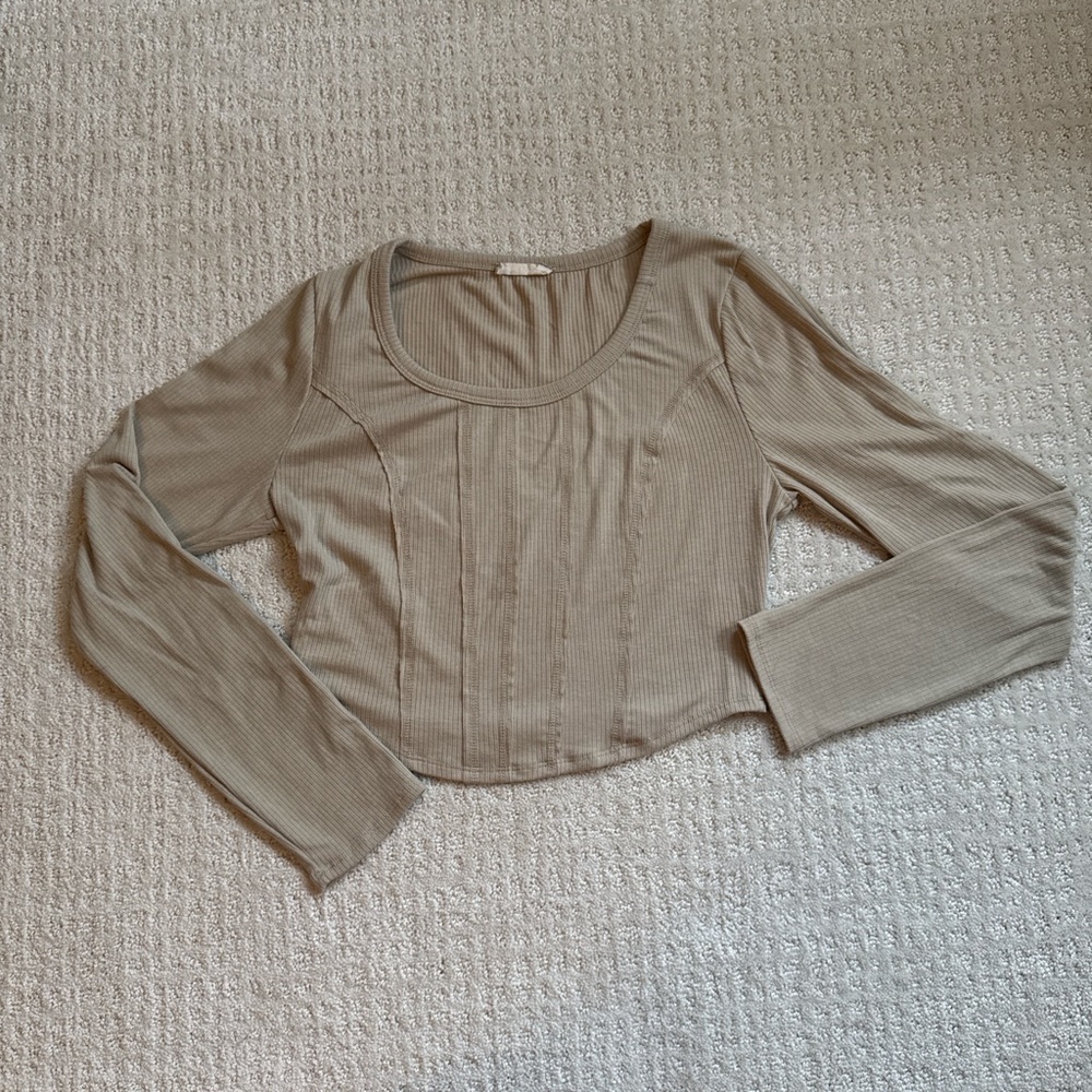 Altar'd State Taupe Long Sleeve Top